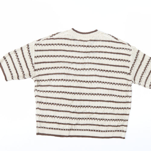 Marks and Spencer Per Una Women’s Beige Striped Knit Jumper M