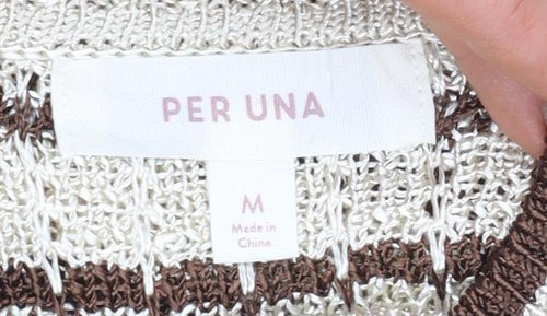Marks and Spencer Per Una Women’s Beige Striped Knit Jumper M