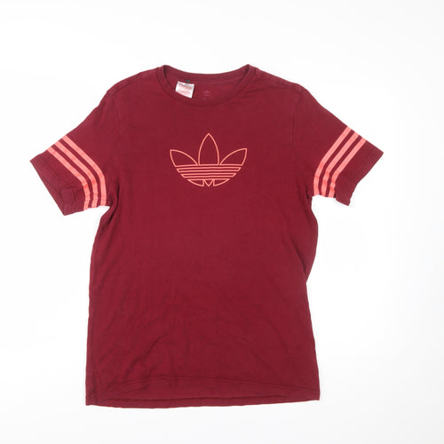 Adidas Boys Red Short Sleeve Crew Neck Cotton T-Shirt 14-15 Years
