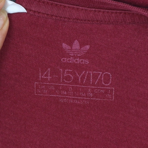 Adidas Boys Red Short Sleeve Crew Neck Cotton T-Shirt 14-15 Years