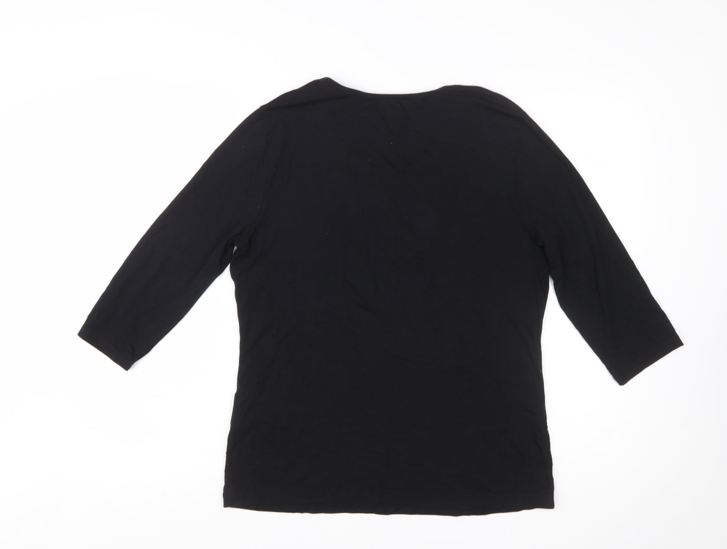 Basler Women's Black 3/4 Sleeve Rhinestone Jersey T-Shirt Size 14