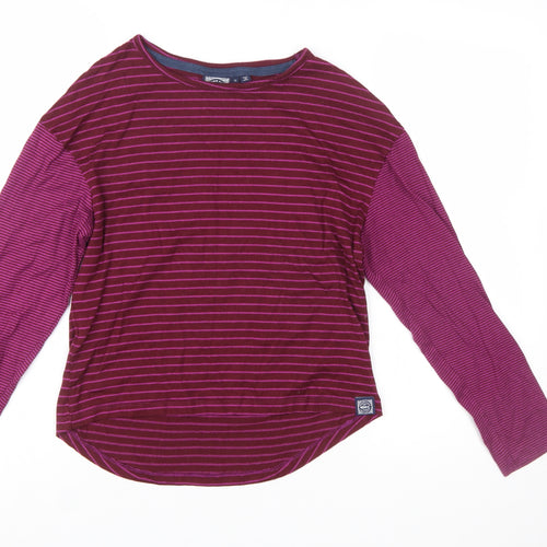 Weird Fish Women's Purple Striped Long Sleeve Jersey Top Size 12