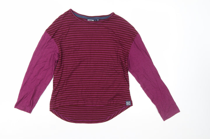 Weird Fish Women's Purple Striped Long Sleeve Jersey Top Size 12