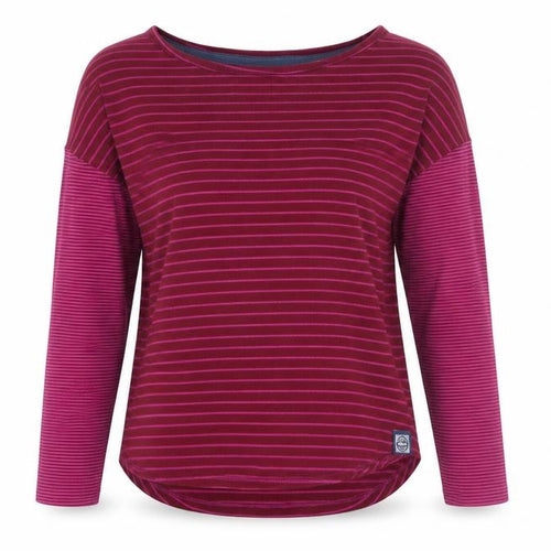 Weird Fish Women's Purple Striped Long Sleeve Jersey Top Size 12