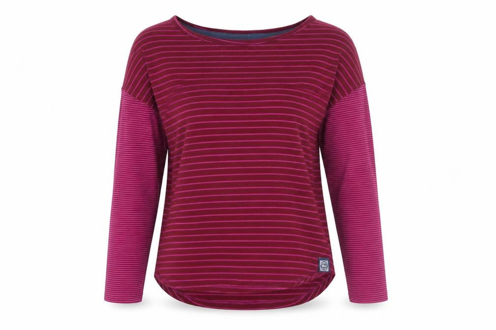 Weird Fish Women's Purple Striped Long Sleeve Jersey Top Size 12