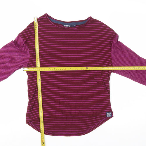 Weird Fish Women's Purple Striped Long Sleeve Jersey Top Size 12