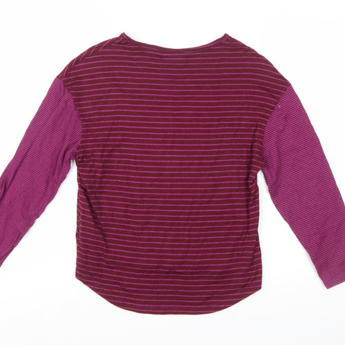 Weird Fish Women's Purple Striped Long Sleeve Jersey Top Size 12