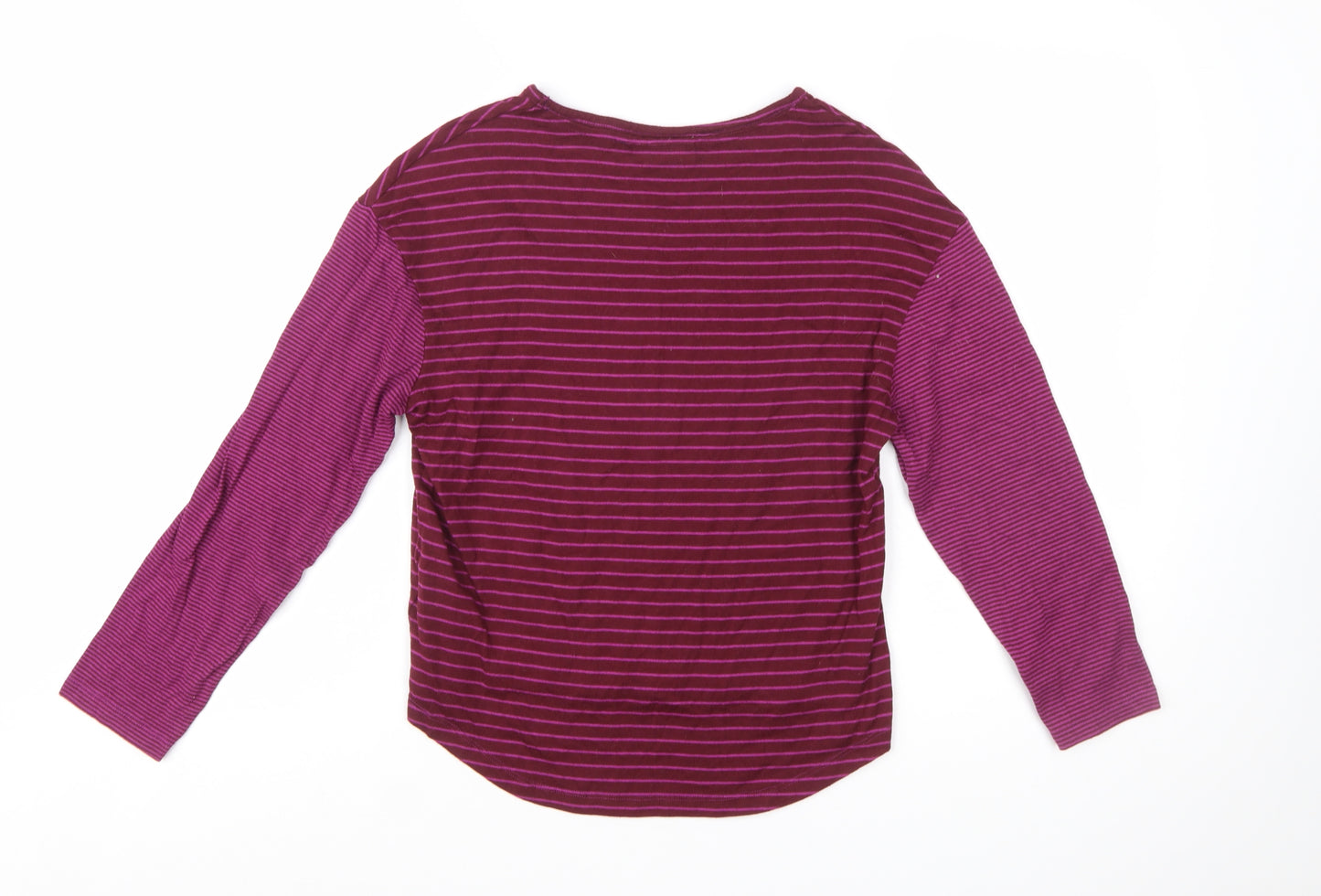 Weird Fish Women's Purple Striped Long Sleeve Jersey Top Size 12
