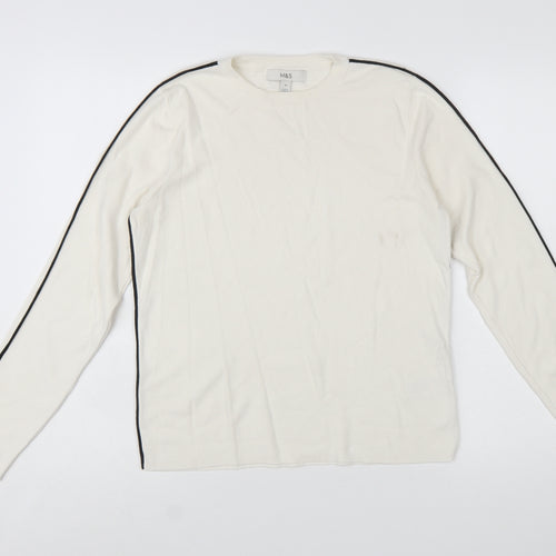 Marks and Spencer Women Ivory Knit Button Sleeve Jumper Size 16