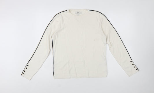 Marks and Spencer Women Ivory Knit Button Sleeve Jumper Size 16