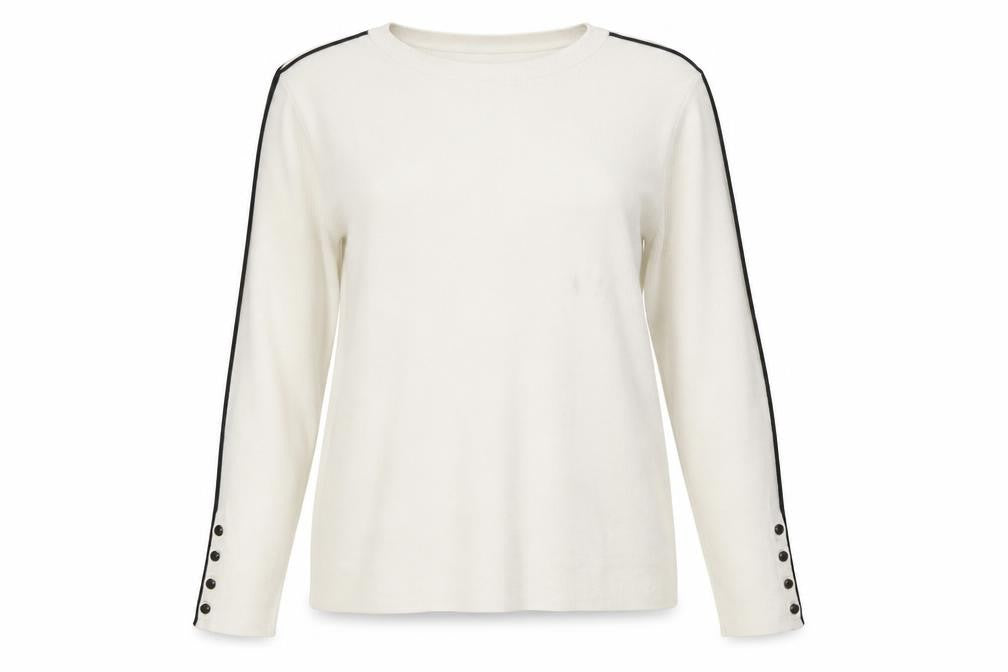 Front view of Marks & Spencer Women Ivory Knit Button Sleeve Jumper, size 16