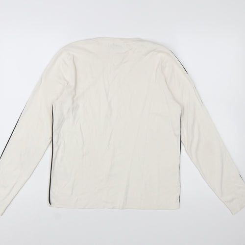 Marks and Spencer Women Ivory Knit Button Sleeve Jumper Size 16