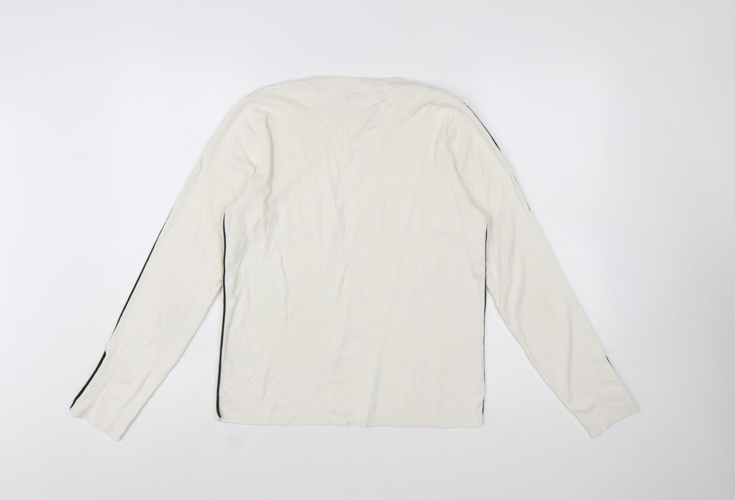 Marks and Spencer Women Ivory Knit Button Sleeve Jumper Size 16