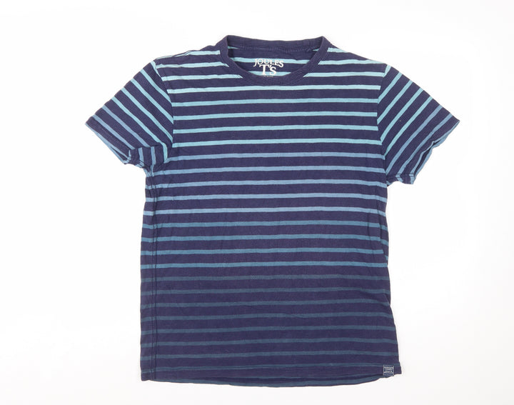 Joules Men's Blue Striped Crew Neck Cotton T-Shirt Size M