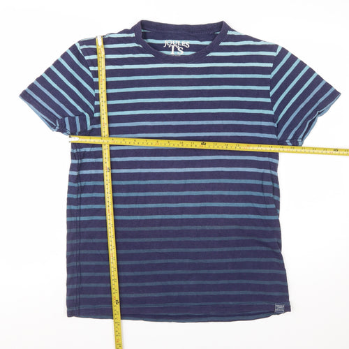 Joules Men's Blue Striped Crew Neck Cotton T-Shirt Size M