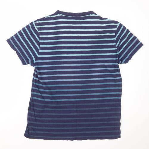Joules Men's Blue Striped Crew Neck Cotton T-Shirt Size M