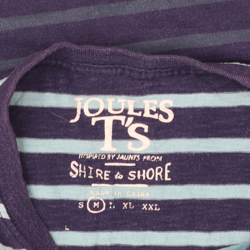 Joules Men's Blue Striped Crew Neck Cotton T-Shirt Size M