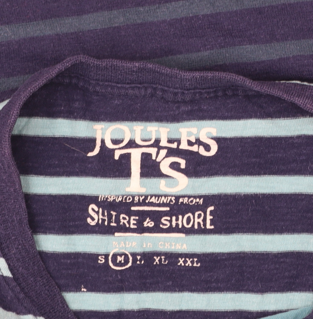 Joules Men's Blue Striped Crew Neck Cotton T-Shirt Size M