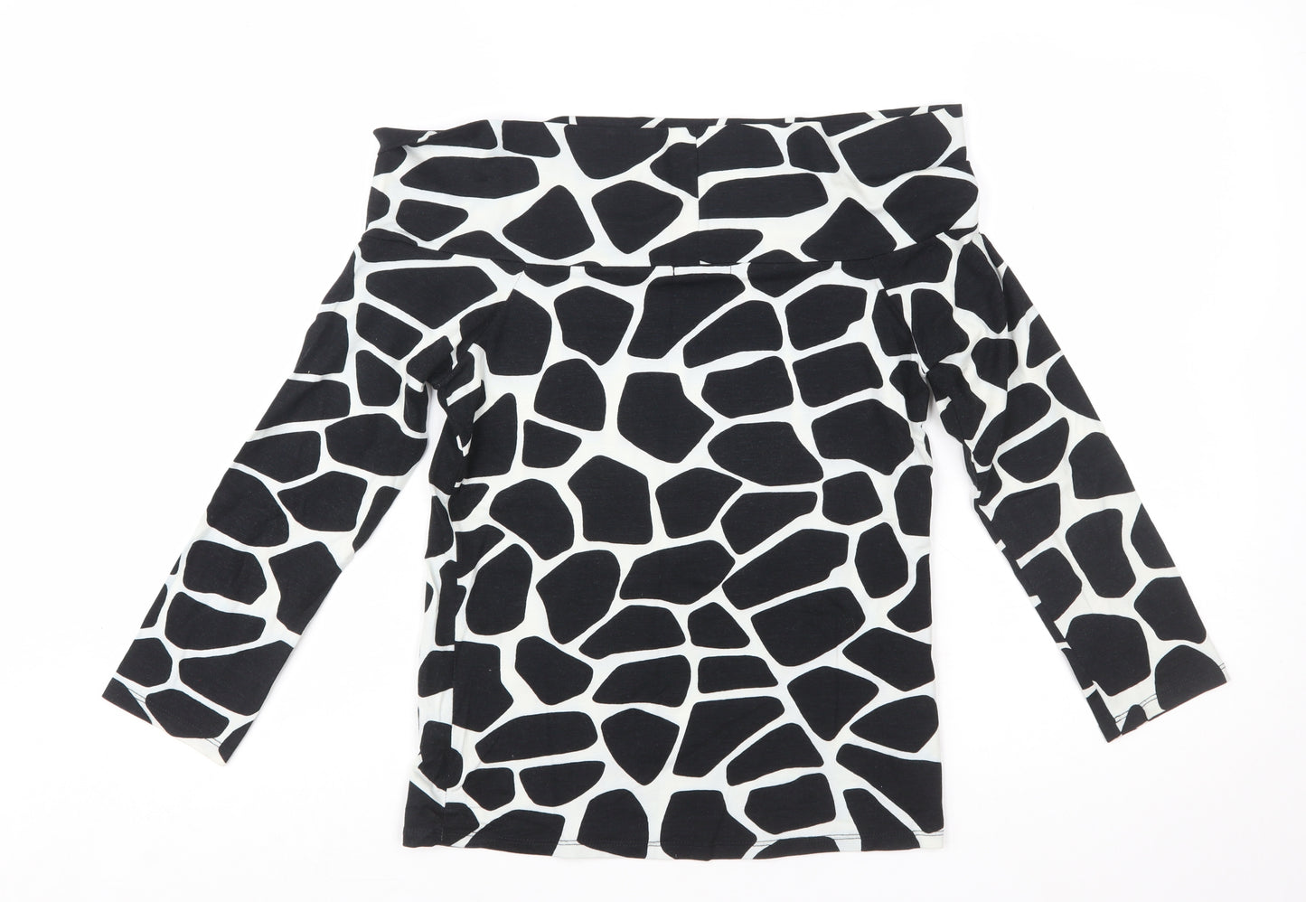 Zara Women Black Animal Print Off the Shoulder Blouse Size L