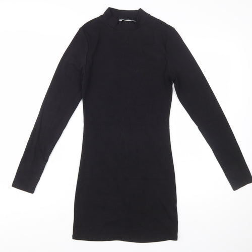 Stradivarius Women Black Size 8 Bodycon Long Sleeve Mini Dress