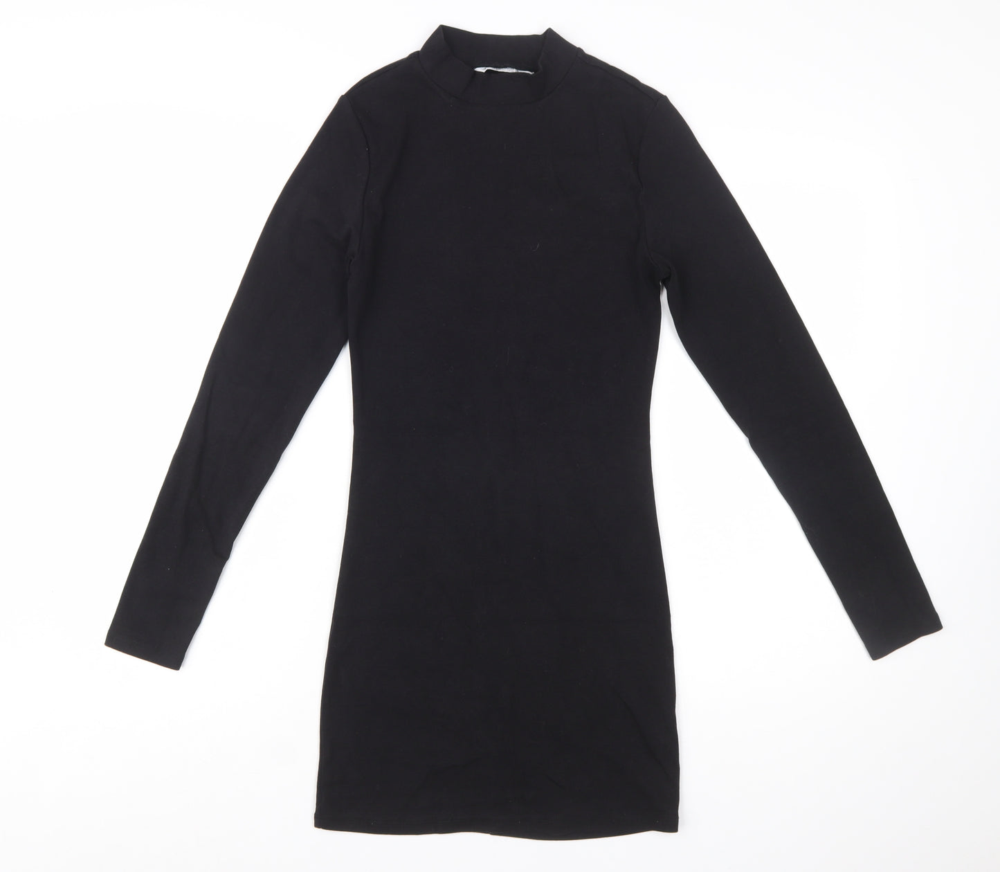 Stradivarius Women Black Size 8 Bodycon Long Sleeve Mini Dress