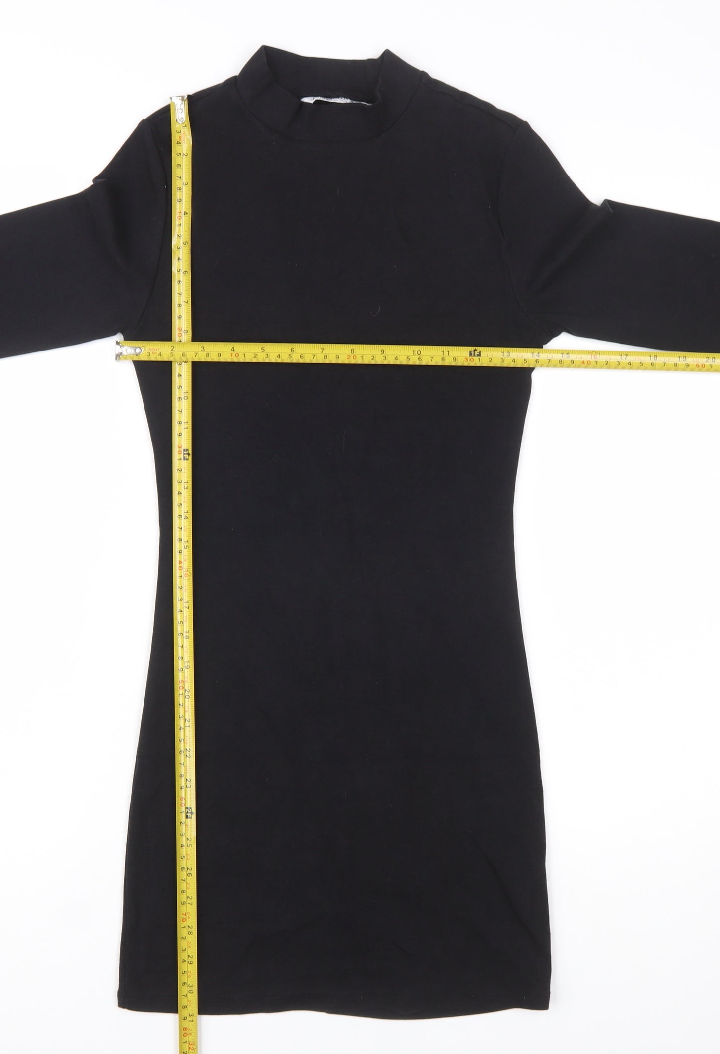 Stradivarius Women Black Size 8 Bodycon Long Sleeve Mini Dress