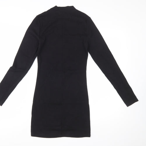 Stradivarius Women Black Size 8 Bodycon Long Sleeve Mini Dress