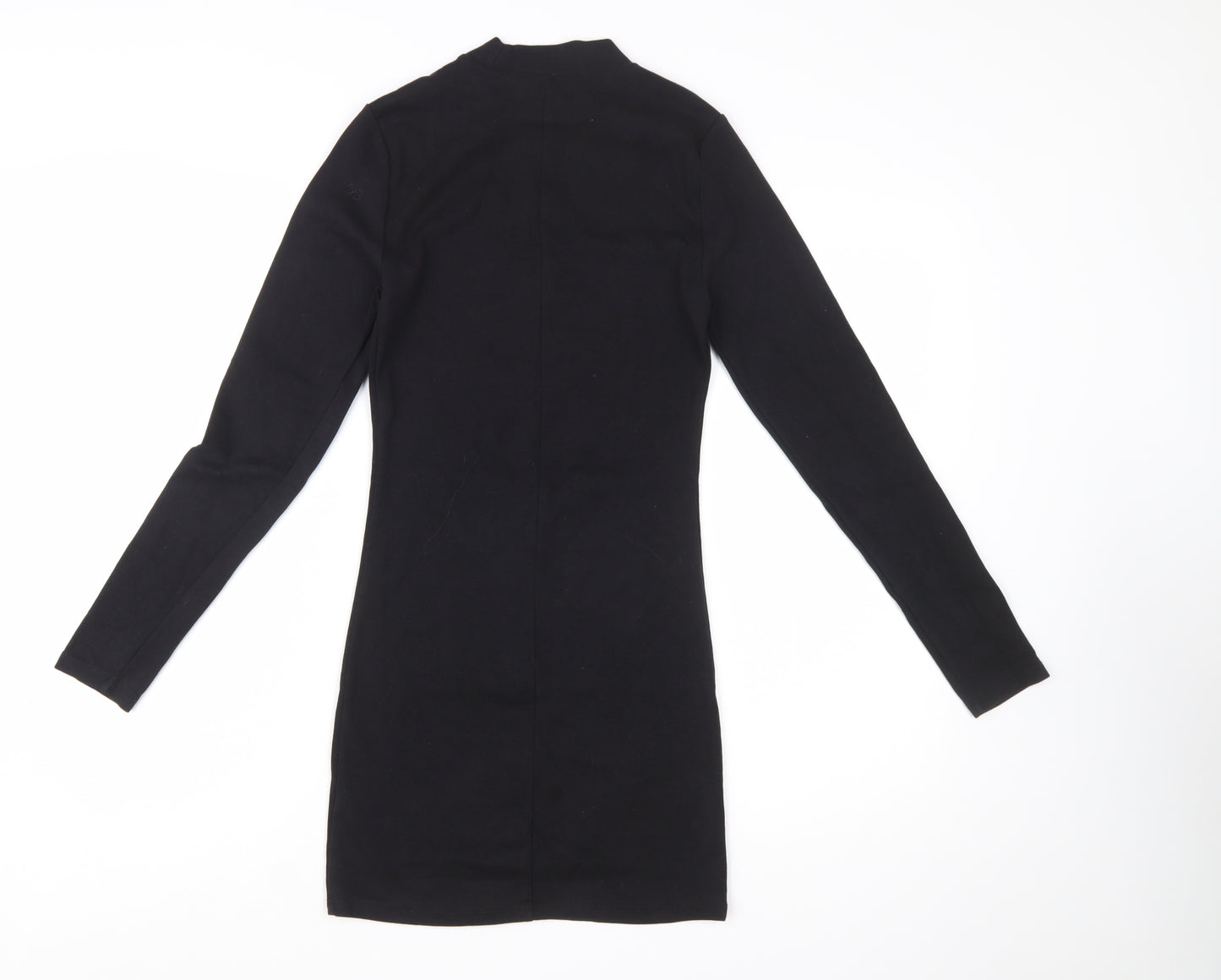 Stradivarius Women Black Size 8 Bodycon Long Sleeve Mini Dress