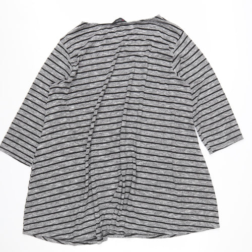 Yours Women Grey Striped 3/4 Sleeve Tunic Jumper Size 22