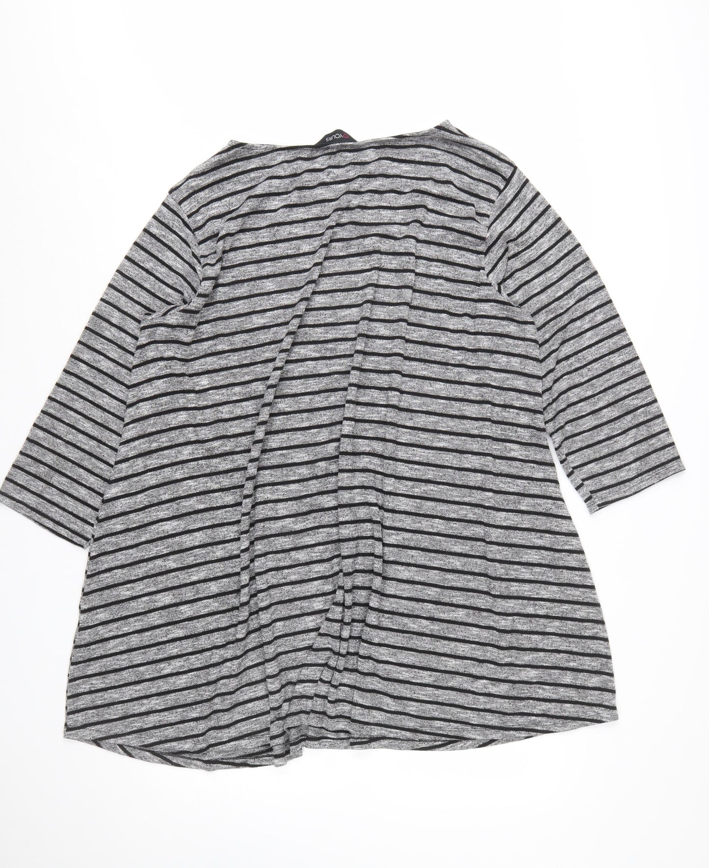 Yours Women Grey Striped 3/4 Sleeve Tunic Jumper Size 22