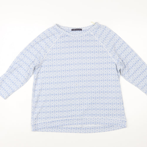 Marks and Spencer Womens Blue Geometric 3/4 Sleeve Blouse UK 14