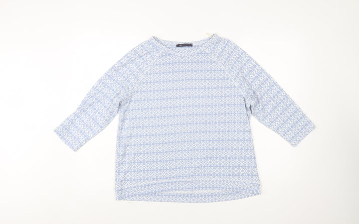 Marks and Spencer Womens Blue Geometric 3/4 Sleeve Blouse UK 14