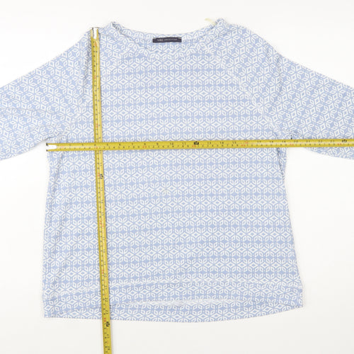 Marks and Spencer Womens Blue Geometric 3/4 Sleeve Blouse UK 14