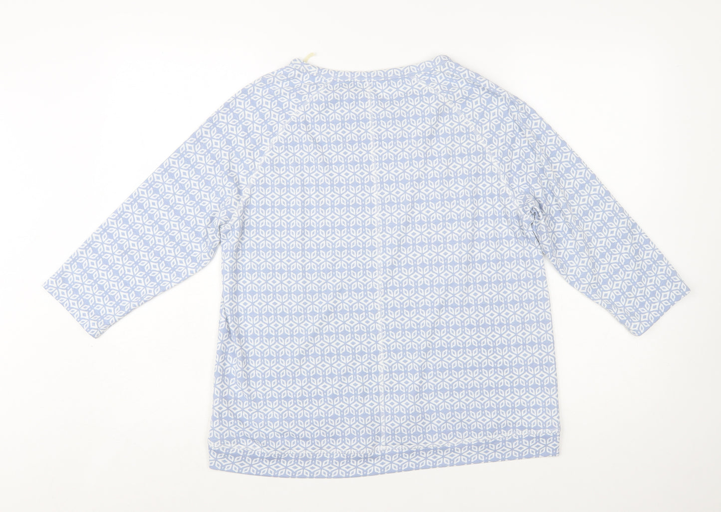 Marks and Spencer Womens Blue Geometric 3/4 Sleeve Blouse UK 14