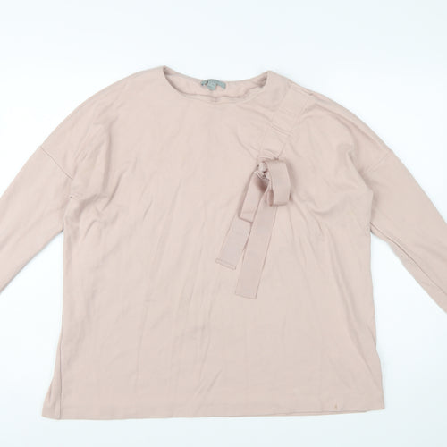 COS Women's Beige Long Sleeve Bow Detail Viscose Blend Blouse Size S