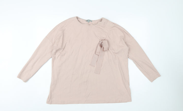 COS Women's Beige Long Sleeve Bow Detail Viscose Blend Blouse Size S