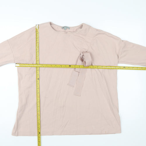 COS Women's Beige Long Sleeve Bow Detail Viscose Blend Blouse Size S