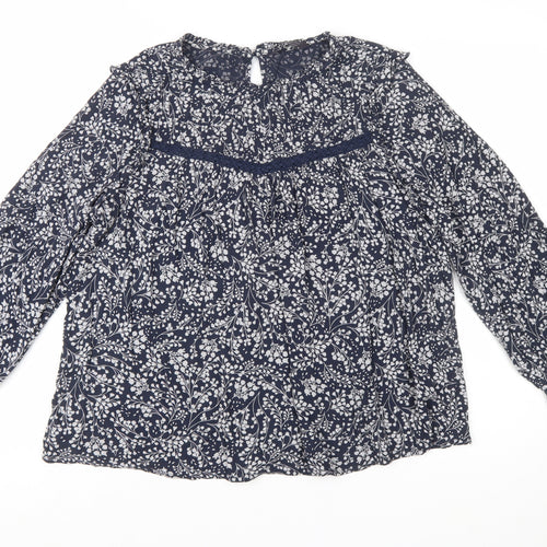 Marks and Spencer Women's Blue Floral Viscose Tunic Blouse UK 14