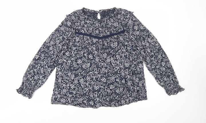 Marks and Spencer Women's Blue Floral Viscose Tunic Blouse UK 14