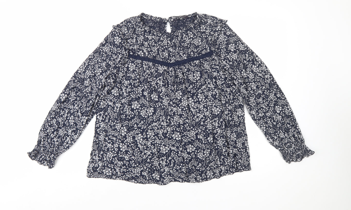 Marks and Spencer Women's Blue Floral Viscose Tunic Blouse UK 14