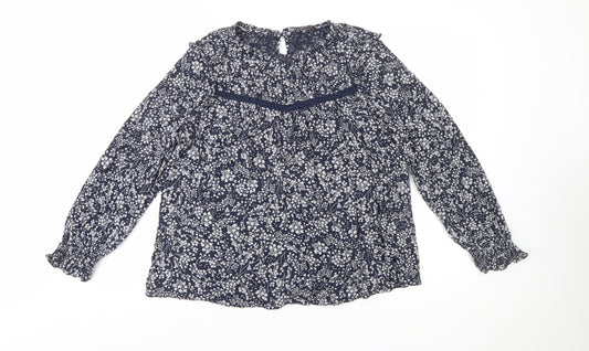 Marks and Spencer Women's Blue Floral Viscose Tunic Blouse UK 14