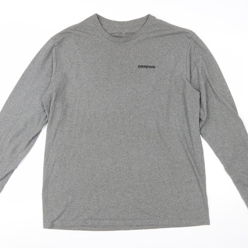 Patagonia Men's Grey Long Sleeve Regular Fit Cotton T-Shirt M
