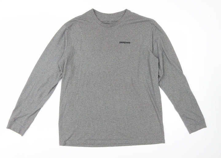 Patagonia Men's Grey Long Sleeve Regular Fit Cotton T-Shirt M