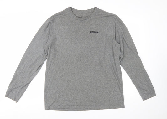 Patagonia Men's Grey Long Sleeve Regular Fit Cotton T-Shirt M