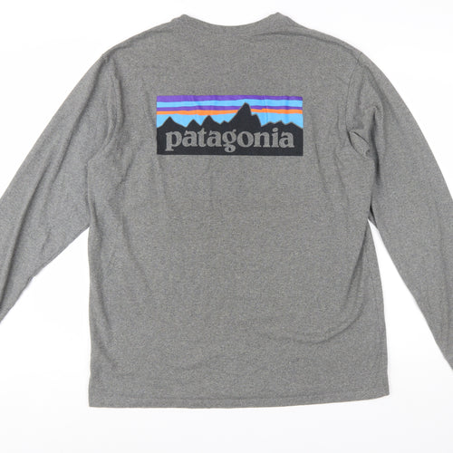 Patagonia Men's Grey Long Sleeve Regular Fit Cotton T-Shirt M