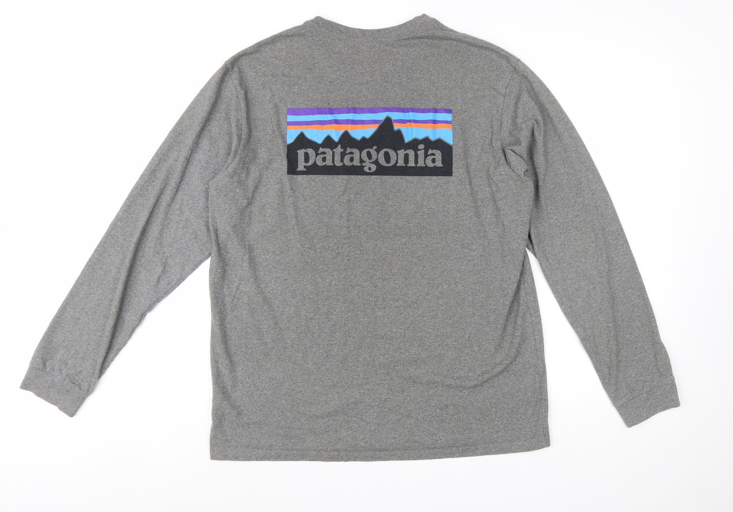 Patagonia Men's Grey Long Sleeve Regular Fit Cotton T-Shirt M