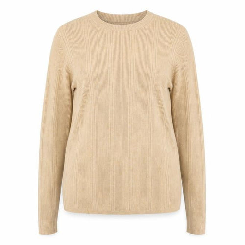 Marks and Spencer Women Beige Ribbed Knit Jumper Size 18