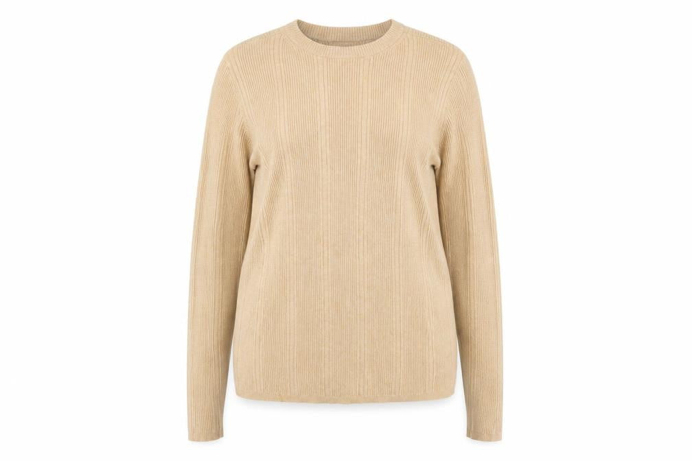 Marks and Spencer Women Beige Ribbed Knit Jumper Size 18