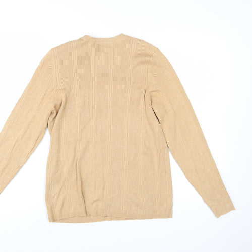 Marks and Spencer Women Beige Ribbed Knit Jumper Size 18