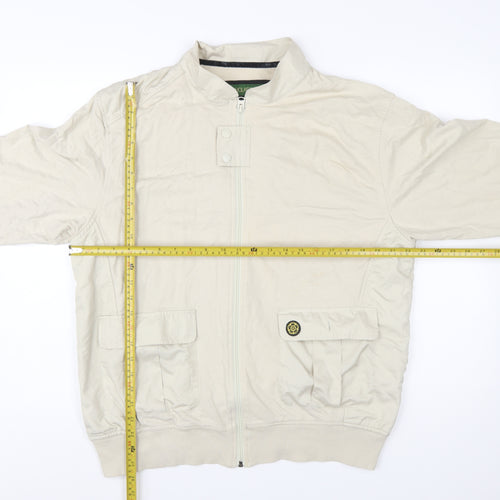 Nicholas Deakins Men’s Beige Cotton Bomber Jacket 2XL Classic Casual
